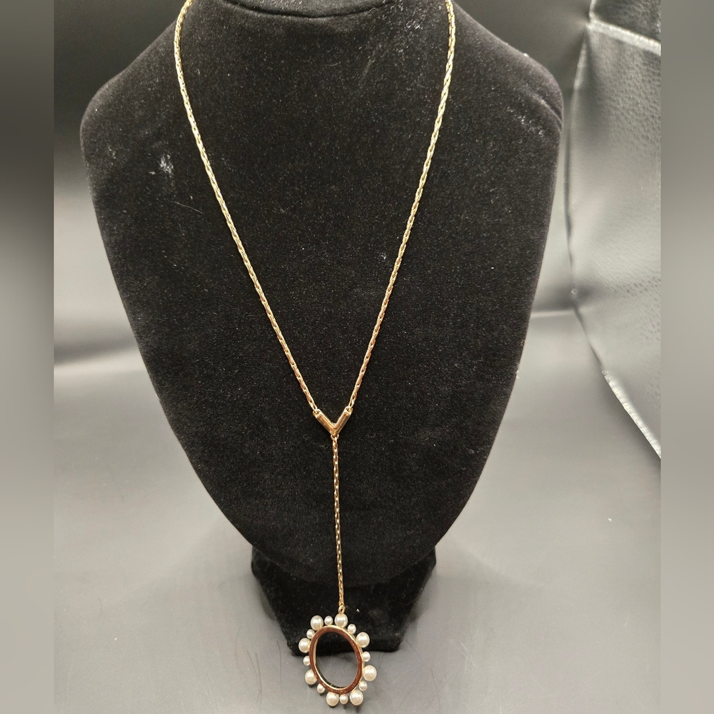 Alfani Gold-Tone Y Necklace with Pearl Circle Pendant